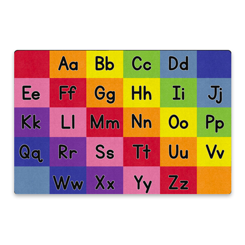 Rainbow alphabet rug.