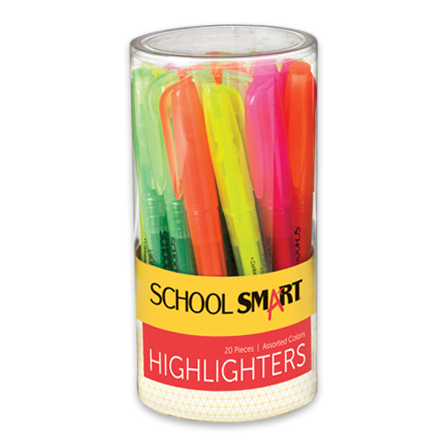 Container with assorted highlighters.