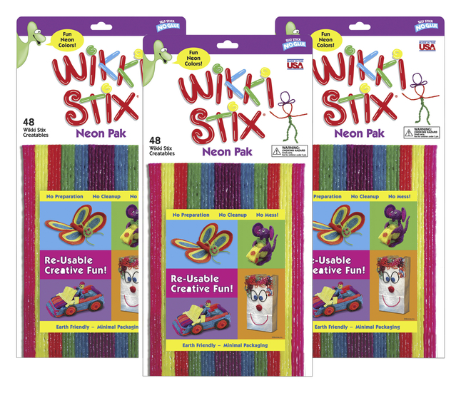 Wikki Stix Wax Set, 8 Inches, Assorted Neon Colors, Set of 144