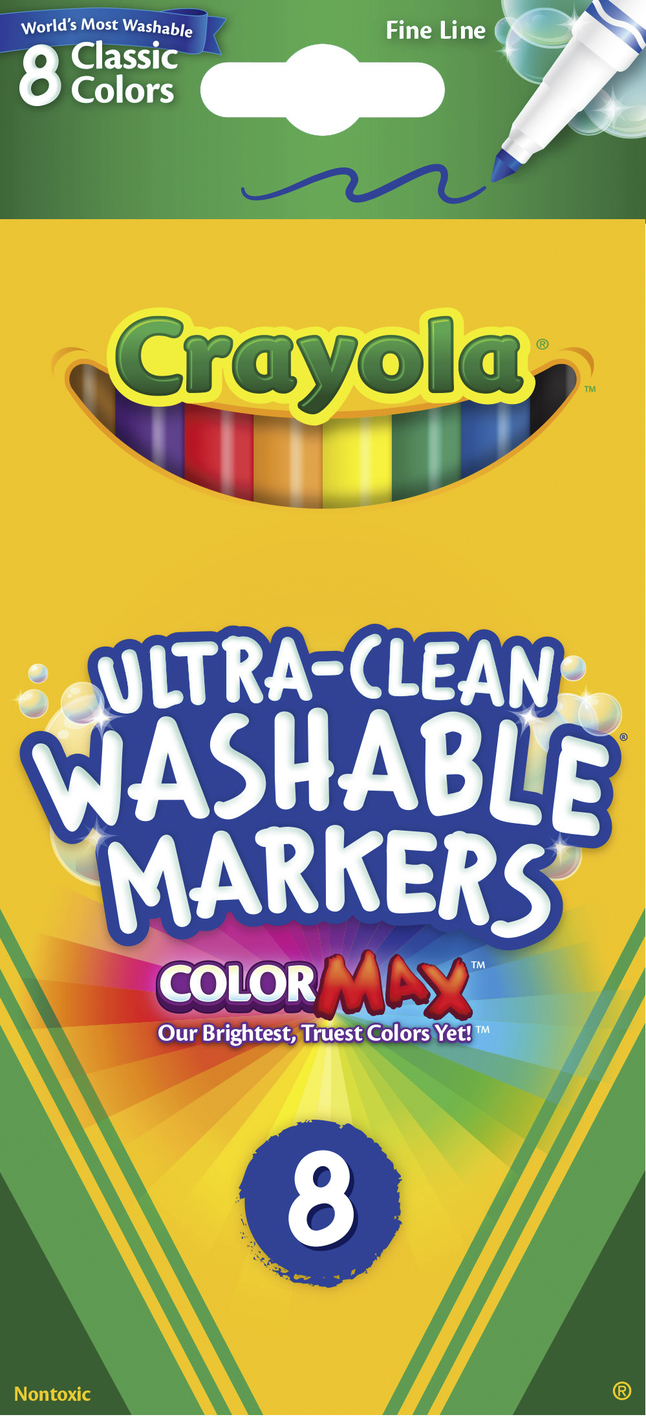 Crayola Ultra-Clean Washable Markers, Fine Tip, Assorted Colors