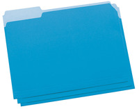 School Smart Two-Tone Reversible File Folder, Letter Size, 1/3 Cut Tabs, Blue, Pack of 100, Item Number 015789