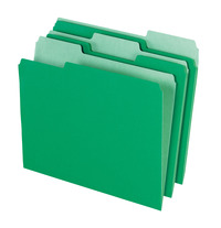 School Smart Colored File Folders Two-Tone, Letter Size, 1/3 Cut Tabs, Green, Pack of 100 015798