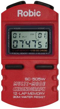 Image for Robic SC-505W Multi-Mode Chronograph Stopwatch, 12 Lap Memory, Red from School Specialty