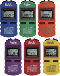 Image for Robic SC-505W Multi-Mode Chronograph Stopwatches, 12 Lap Memory, Set of 6 Colors from School Specialty