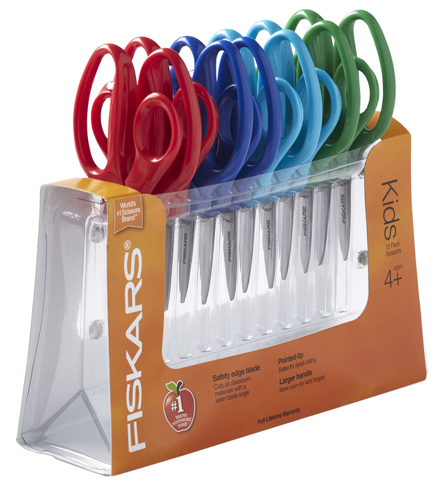 Fiskars Pointed Tip Kids Scissors, 5 Inches, Assorted Colors, Pack
