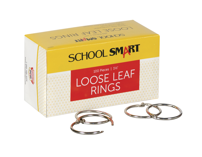 School Smart Nickel Plated Steel Loose Leaf Ring, 1-1/2 Inches, Pack of 100