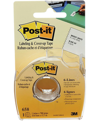 Post-it Removable Labeling and Cover-Up Tape, 1 Inch x 58-1/3 Feet, White 040734