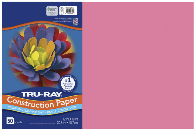 Tru-Ray Sulphite Construction Paper, 12x18 Inches, Shocking Pink, 50 Sheets