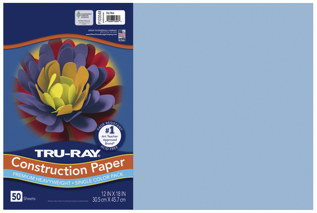 Tru-Ray Sulphite Construction Paper, 12 x 18 Inches, Sky Blue, 50 Sheets