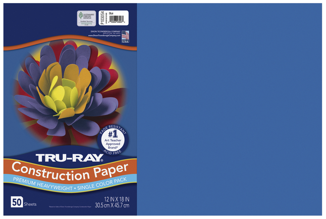 Tru-Ray Sulphite Construction Paper, 12x18 Inches, Blue, 50 Sheets