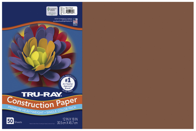 Tru-Ray Sulphite Construction Paper, 12x18 Inches, Warm Brown, 50 Sheets