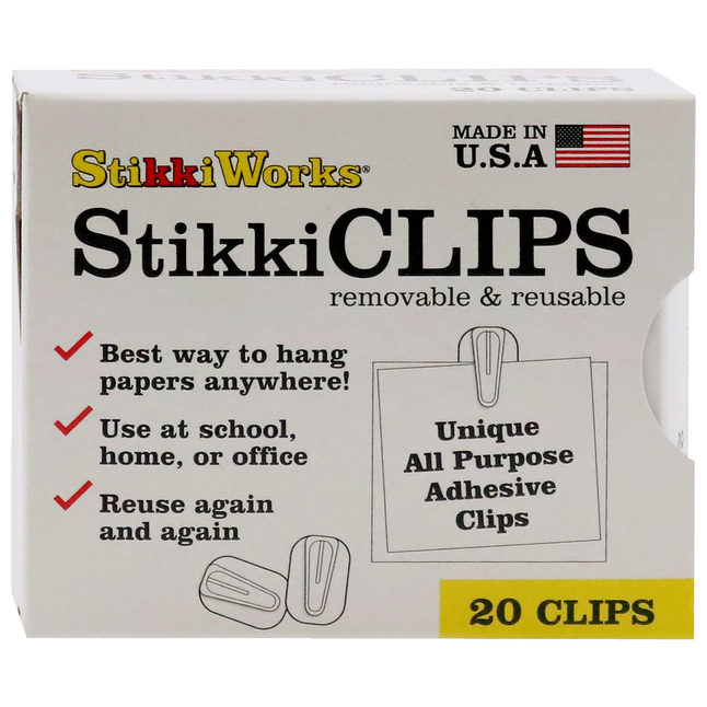 Stikkiworks E-Z up Reusable Removable Standard Stikki Clip, White
