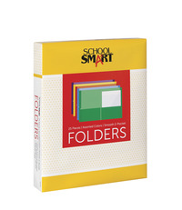 School Smart Smooth 2-Pocket Folder, Assorted Colors, Pack of 25 067504