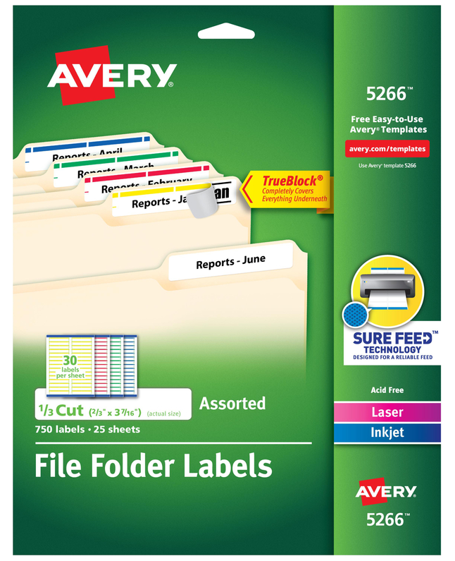 Avery 5266 1 3 Cut File Folder Labels