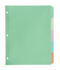 School Smart Paper Plastic Erasable Index 5-Tab, 8-1/2 x 11 Inches, Assorted Colors, 1 Set 081942