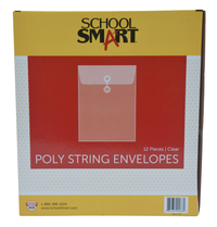 School Smart Expanding Poly String Envelopes, Letter Size, Top Load, Clear, Pack of 12 082260
