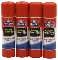 Elmer's Washable Glue Stick, 0.24 Ounce, Purple Dries Clear, Pack of 4 082459
