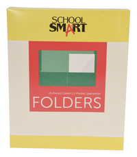 School Smart 2-Pocket Folder, Letter Size, Green, Pack of 25 Item Number 084894