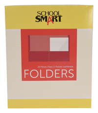 School Smart 2-Pocket Folder, Letter Size, Red, Pack of 25 Item Number 084895