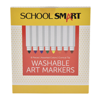 School Smart Washable Markers, Conical Tip, Assorted Colors, Pack of 8 Item Number 085116