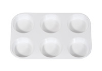 School Smart Large 6 Well Plastic Tray, 7-1/2 x 10-3/4 x 1-3/4 Inches, White Item Number 085856