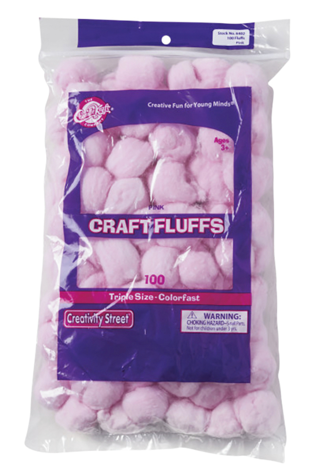 Creativity Street Cotton Decorated Craft Fluff Ball, Pink, Pack of 100