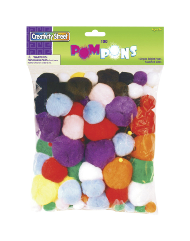 Multicolor Pom Poms Assorted Pompoms for Crafts Ziploc Bag Full