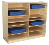 Wood Designs Wheeled Nap Storage Center with Casters, 12 Shelves for 2-Inch Mats, 53 x 18 x 54 Inches, Item Number 086159