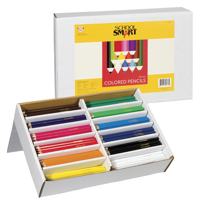 School Smart Colored Pencil Classroom Pack, Assorted Colors, Set of 480