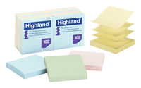 Highland™ Pop-up Notes, 3 in x 3 in, Assorted Pastel Colors, 12 Pads/Pack, Item Number 086840