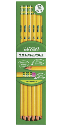 Image for Ticonderoga Original Pre-Sharpened Graphite Pencils with Erasers, No 2 Tip, Pack of 12 from School Specialty