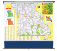 Nystrom Missouri Pull Down Roller Classroom Map, 64 x 50 Inches, Item Number 088632