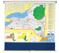 Nystrom New York Pull Down Roller Classroom Map, 64 x 50 Inches, Item Number 088635