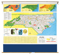 Nystrom North Carolina Pull Down Roller Classroom Map, 64 x 50 Inches, Item Number 088636