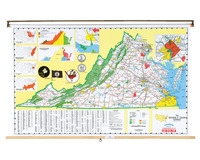 Nystrom Virginia Pull Down Roller Classroom Map, 68 x 50 Inches, Item Number 088642