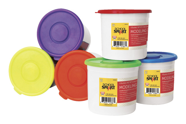 School Smart Modeling Dough, 3-1/3 Pound Buckets, Assorted Colors, Set of 6