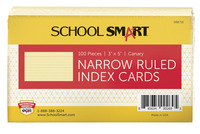 School Smart Ruled Index Cards, 3 x 5 Inches, Canary Yellow, Pack of 100 088716