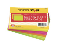 School Smart Ruled Index Cards, 3 x 5 Inches, Assorted Neon, Pack of 100 088849