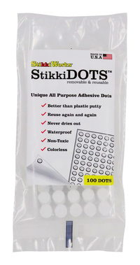 StikkiWorks Stikki Dots Mounting Adhesive, Reusable and Removable, Colorless, Pack of 100 090160