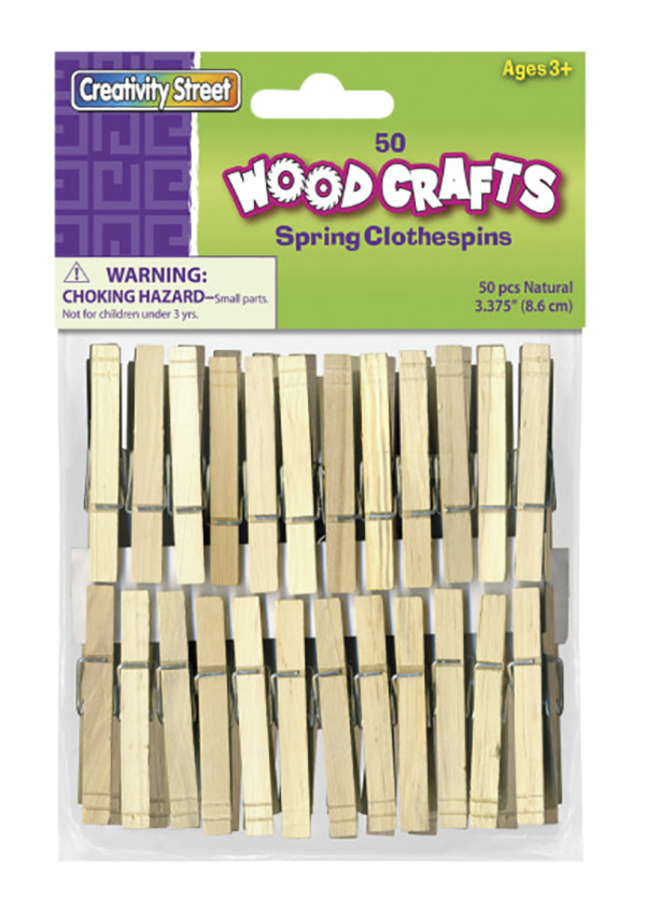 Creativity Street 365801 Wood Spring Clothespins - 50/Pack