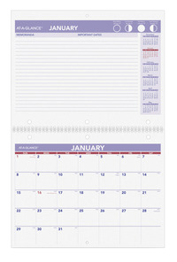 At-A-Glance Wirebound Desk/Wall Calendar - One Page Per Month, 11 X 8-1/2 in, Monthly, Jan - Dec, Item Number 1053174