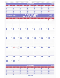 At-A-Glance Recycled Ruled Wirebound Wall Calendar - Three Months Per Page, Item Number 1053193