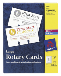 Avery Rotary Cards for Laser and Inkjet Printers, 3 x 5 Inches, White, Pack of 150, Item Number 1054626
