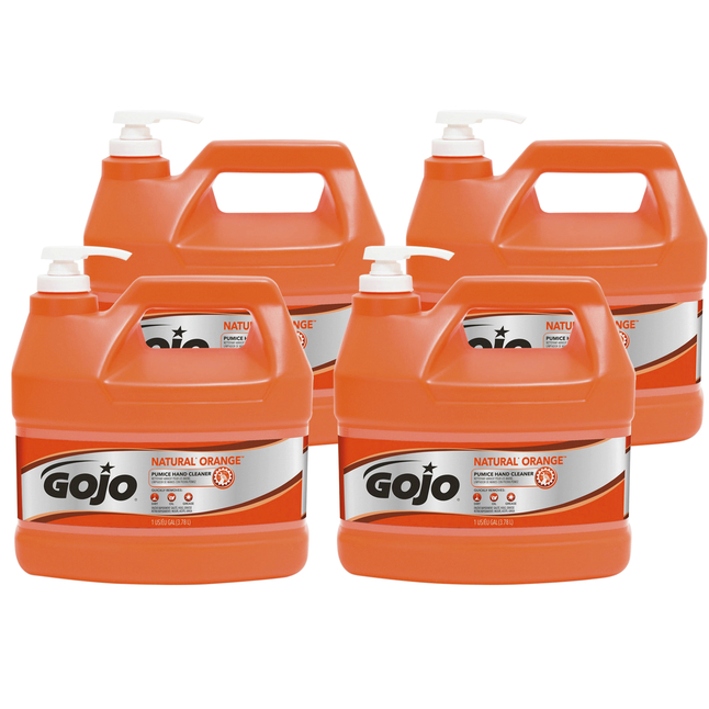 Gojo GOJ095504CT Hand Cleaner,Orange Pumice, with Baby Oil,1 Gal,4-CT,Citrus