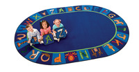 Carpets for Kids A to Z Animals Rug, 6 Feet 9 Inches x 9 Feet 5 Inches, Oval, Multicolored, Item Number 1285591