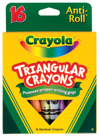 Crayola Anti-Roll Triangular Crayon, Assorted Colors, Set of 16 Item Number 1290465