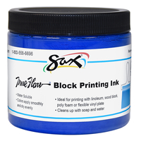 Sax True Flow Water Soluble Block Printing Ink, 1 Pint Jar, Primary Blue Item Number 1299772
