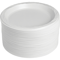 Genuine Joe Disposable/Reusable Round Plate, 9 W in, Plastic, White, Pack of 125, Item Number 1310431
