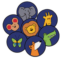 Carpets for Kids KID$Value PLUS God's Animals Seating Rugs, Rounds, 12 Inches, Multicolored, Set of 20, Item Number 1320502