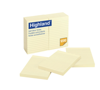 Highland™ Notes, 4 in x 6 in, Yellow, 12 Pads/Pack, Item Number 1327804